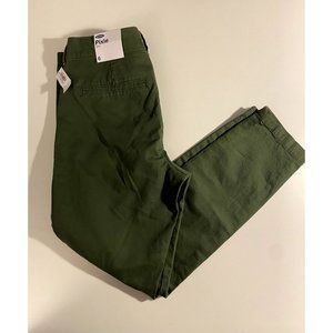 NWT OLD NAVY Womens Olive Green Pixie Mid-rise Ankle Stretch Pants Size 6 Cute!